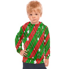 Background-green Red Star Kids  Hooded Pullover by nateshop