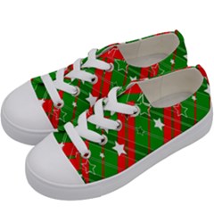 Background-green Red Star Kids  Low Top Canvas Sneakers by nateshop