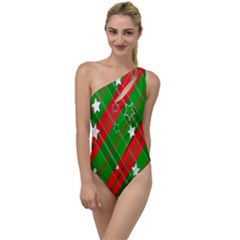 Background-green Red Star To One Side Swimsuit by nateshop