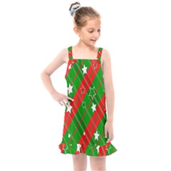 Background-green Red Star Kids  Overall Dress by nateshop