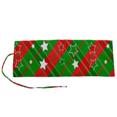 Background-green Red Star Roll Up Canvas Pencil Holder (s) by nateshop