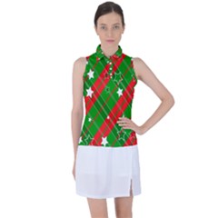 Background-green Red Star Women s Sleeveless Polo Tee by nateshop