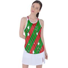 Background-green Red Star Racer Back Mesh Tank Top by nateshop