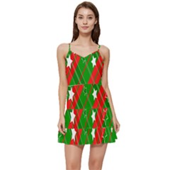 Background-green Red Star Short Frill Dress by nateshop