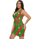 Background-green Red Star Draped Bodycon Dress View2