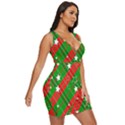 Background-green Red Star Draped Bodycon Dress View3