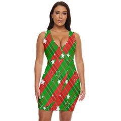 Background-green Red Star Draped Bodycon Dress by nateshop