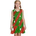 Background-green Red Star Kids  Sleeveless Tiered Mini Dress View1