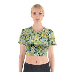 Background-flower White Cotton Crop Top by nateshop