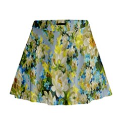 Background-flower White Mini Flare Skirt by nateshop