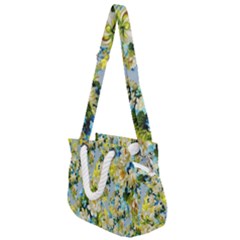 Background-flower White Rope Handles Shoulder Strap Bag by nateshop