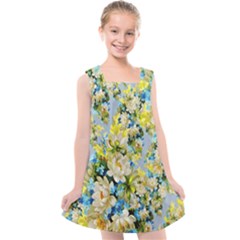 Background-flower White Kids  Cross Back Dress by nateshop