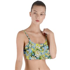 Background-flower White Layered Top Bikini Top 