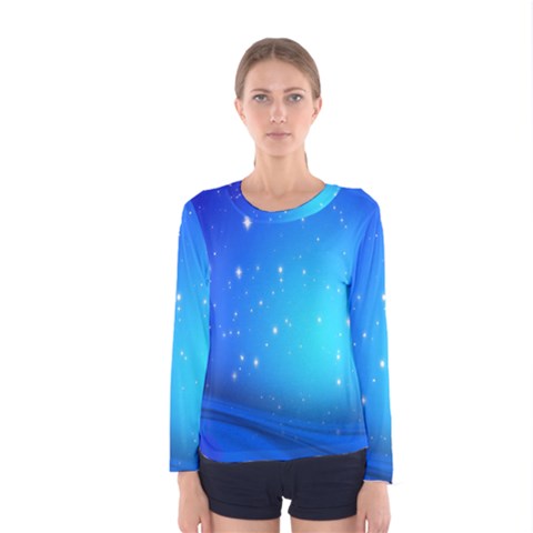 Background-blue Star Women s Long Sleeve Tee by nateshop