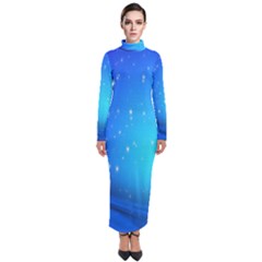 Background-blue Star Turtleneck Maxi Dress