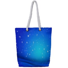 Background-blue Star Full Print Rope Handle Tote (small) by nateshop