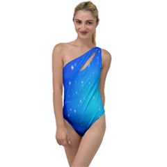 Background-blue Star To One Side Swimsuit by nateshop