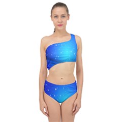 Background-blue Star Spliced Up Two Piece Swimsuit by nateshop