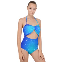 Background-blue Star Scallop Top Cut Out Swimsuit by nateshop