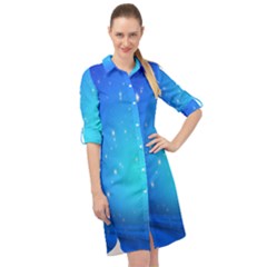 Background-blue Star Long Sleeve Mini Shirt Dress by nateshop