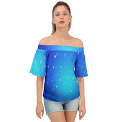 Background-blue Star Off Shoulder Short Sleeve Top by nateshop