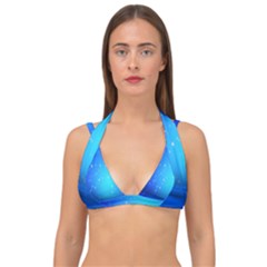 Background-blue Star Double Strap Halter Bikini Top by nateshop