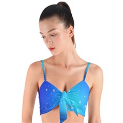 Background-blue Star Woven Tie Front Bralet by nateshop