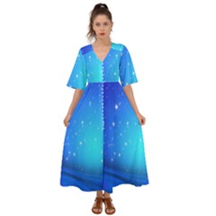 Background-blue Star Kimono Sleeve Boho Dress by nateshop