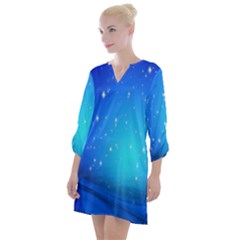 Background-blue Star Open Neck Shift Dress by nateshop