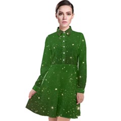 Background-star -green Long Sleeve Chiffon Shirt Dress