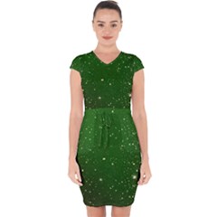 Background-star -green Capsleeve Drawstring Dress  by nateshop