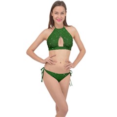 Background-star -green Cross Front Halter Bikini Set by nateshop