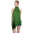 Background-star -green Halter Asymmetric Satin Top View1