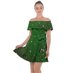 Background-star -green Off Shoulder Velour Dress by nateshop