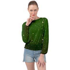 Background-star -green Banded Bottom Chiffon Top by nateshop