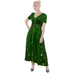 Background-star -green Button Up Short Sleeve Maxi Dress by nateshop