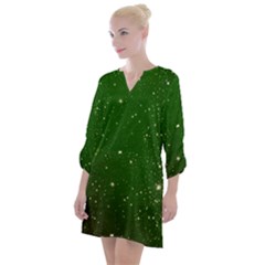 Background-star -green Open Neck Shift Dress by nateshop