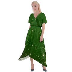 Background-star -green Cross Front Sharkbite Hem Maxi Dress by nateshop