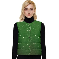 Background-star -green Women s Short Button Up Puffer Vest by nateshop