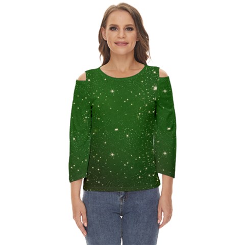 Background-star -green Cut Out Wide Sleeve Top by nateshop