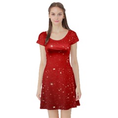 Background-star-red Short Sleeve Skater Dress by nateshop