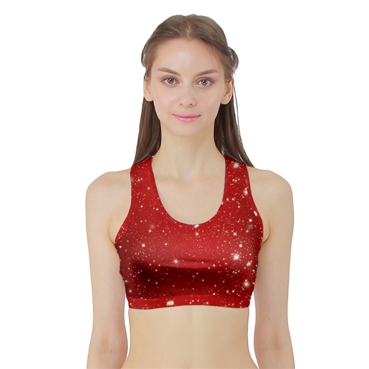 Background-star-red Sports Bra with Border