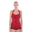 Background-star-red Boyleg Halter Swimsuit  View1