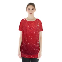 Background-star-red Skirt Hem Sports Top by nateshop