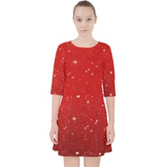 Background-star-red Quarter Sleeve Pocket Dress by nateshop