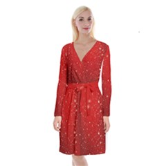 Background-star-red Long Sleeve Velvet Front Wrap Dress by nateshop