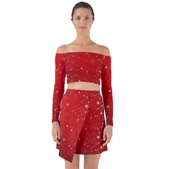 Background-star-red Off Shoulder Top With Skirt Set by nateshop