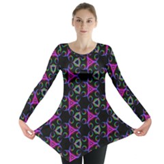 Background-triangle Long Sleeve Tunic  by nateshop