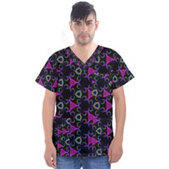 Background-triangle Men s V-neck Scrub Top