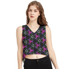 Background-triangle V-neck Cropped Tank Top by nateshop